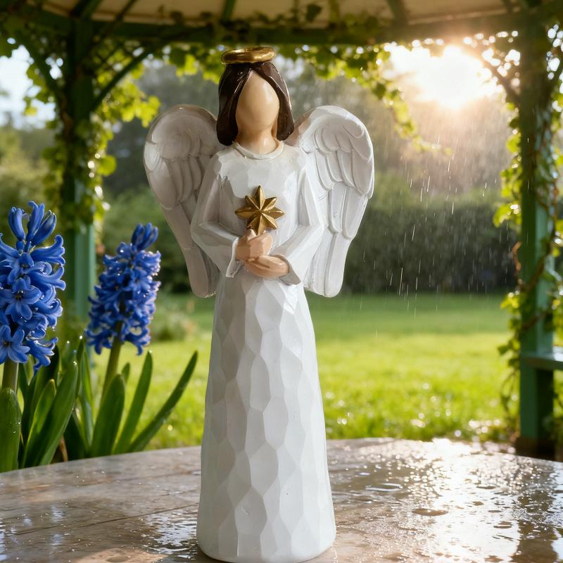 Resin Ornament Girl Holding Horse Figure Statue Angel Ornament Home Decoration Tabletop Small Ornament Crafts