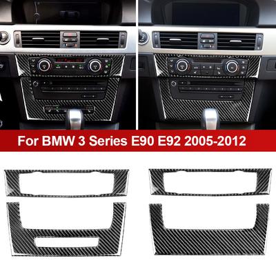 2Pcs/Set Car CD Air Conditioning Control Panel Cover Sticker Trim Carbon Fiber for BMW 3 E90 E92 2005-2012