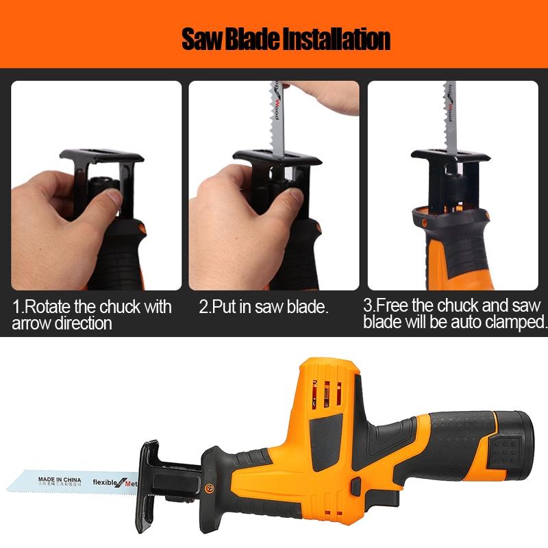 Reciprocating Saw 12V 0-2200SPM Stepless Control 2200mAh Rechargeable Battery