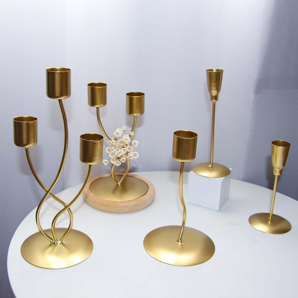 2/3 Heads Candle Holder Romantic Iron Candles Stand Minimalist Long Candle Candlestick  Party