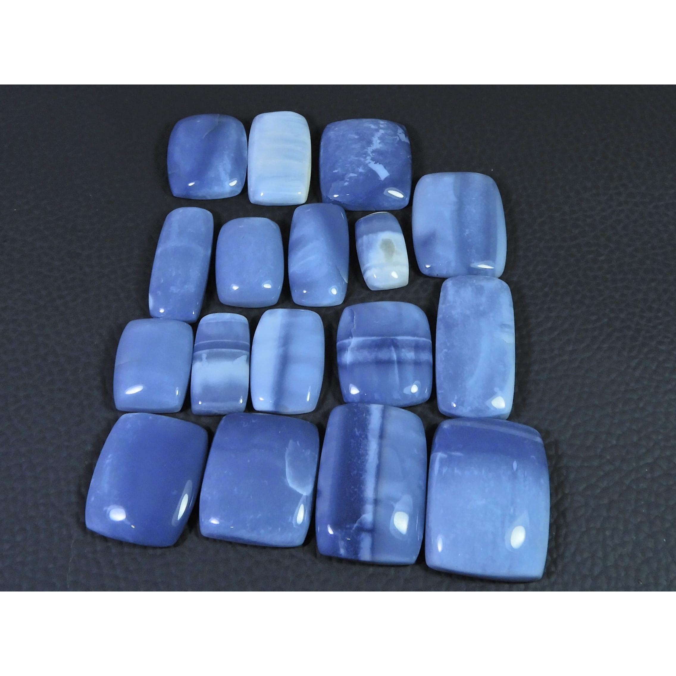 

225Cts. Natural Blue Opal Agate Octagon Cabochon Loose Gemstone 17Pcs Lot C-1879