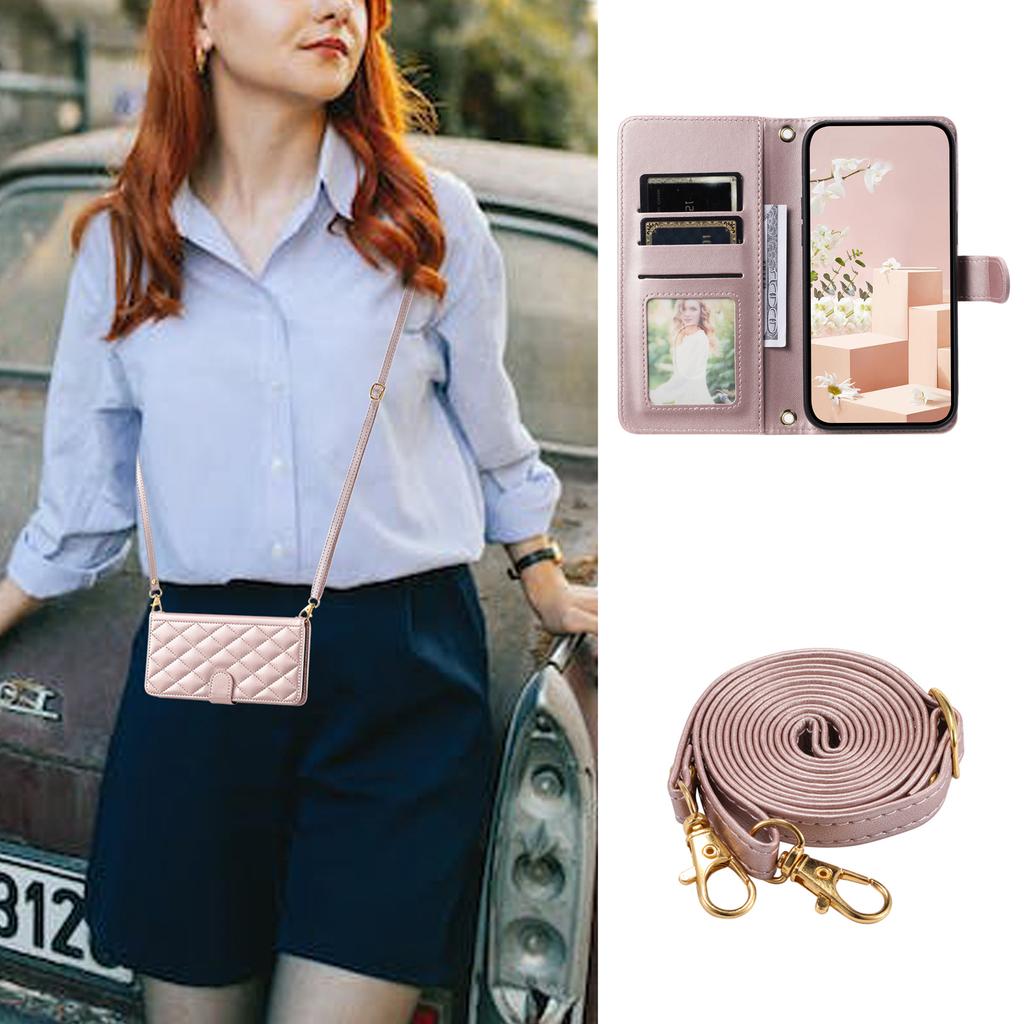 For Samsung Galaxy A12 Case Leather Wallet Flip Phone Cover with Shoulder Strap