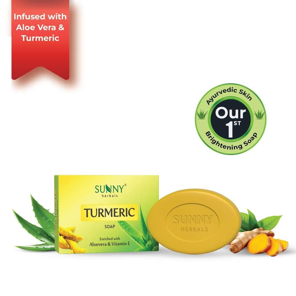 Sunny Herbals Turmeric Bath Soap Bars For Glowing Skin Deep Cleanse Exfoliating Wash Daily Home Use 75 gX Pack Of 4