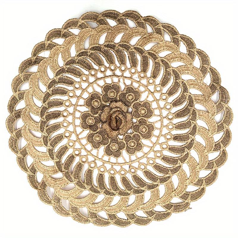 1PC Luxury European Lace Embroidery Placemat Handmade DIY Embroidered Cloth Flower Table Coaster Tray Cushion Tablecloth.