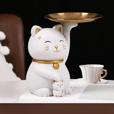 1pcs Nordic Resin Cat Tray Sculpture Home Living Room Bedroom Mini Sculpture Decoration