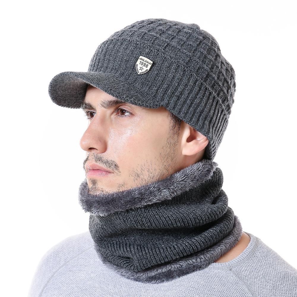 New High Quality Men Winter Hat With Brim 1998 Label Warm Suit For Men Outdoor Wool Keep Warm Fashion Knitted Hat