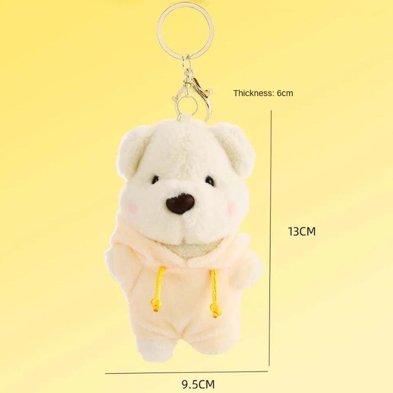 Wear Hoodies Cartoon Bear Plush Doll Bag Hanging Animal Plush Car Keyring  Friends Birthday Gifts