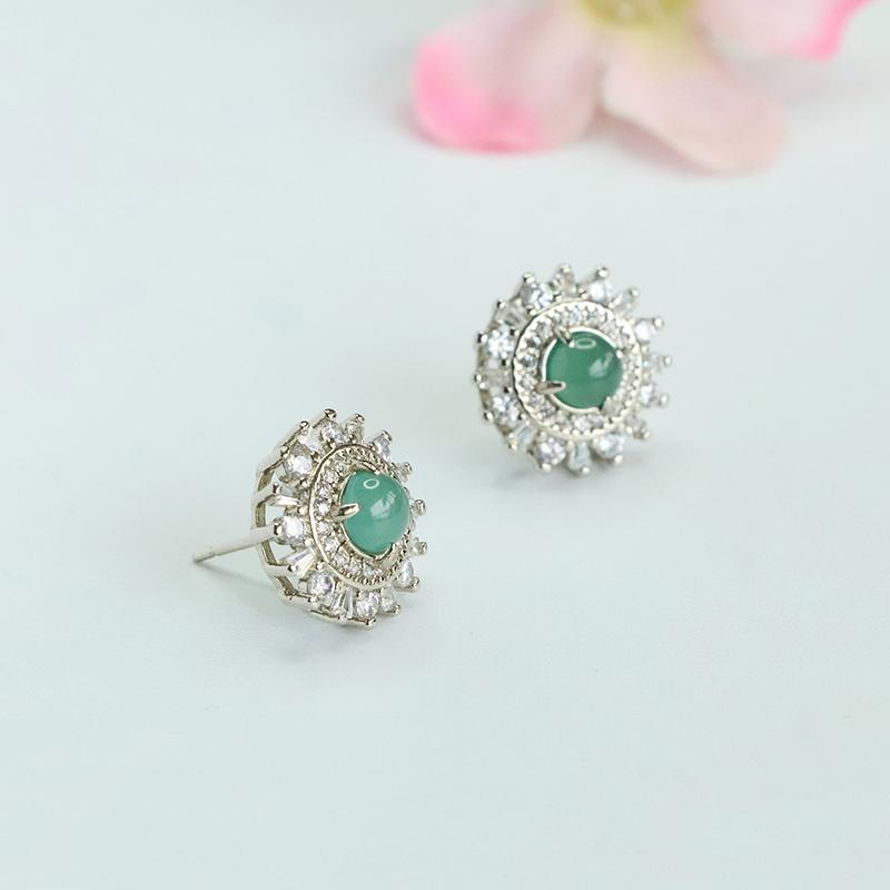 Earrings Natural Burma Jade Earrings Natural Stone Myanmar Jade Blue Jadeite Earrings for Women