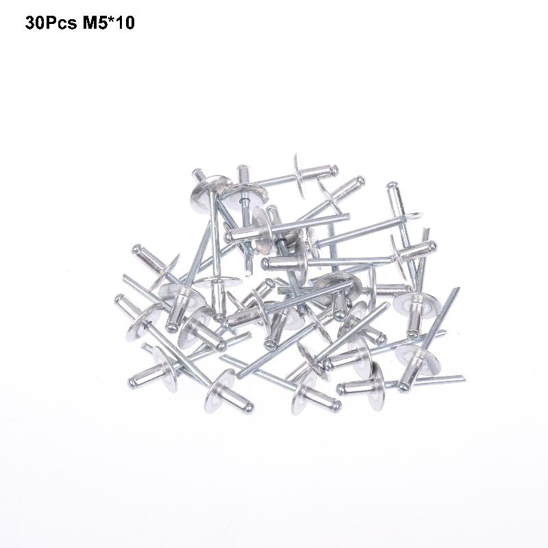 30 Pcs Large Flange Blind Rivets, Aluminum Rivets Assortment Kit Blind Rivets, Round Head Rivets