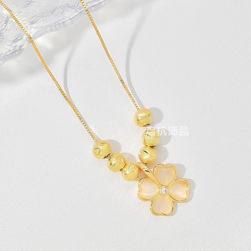 

Design Lucky Bead Clover Necklace Women S Premium Simple Sweet Versatile Opal Pendant