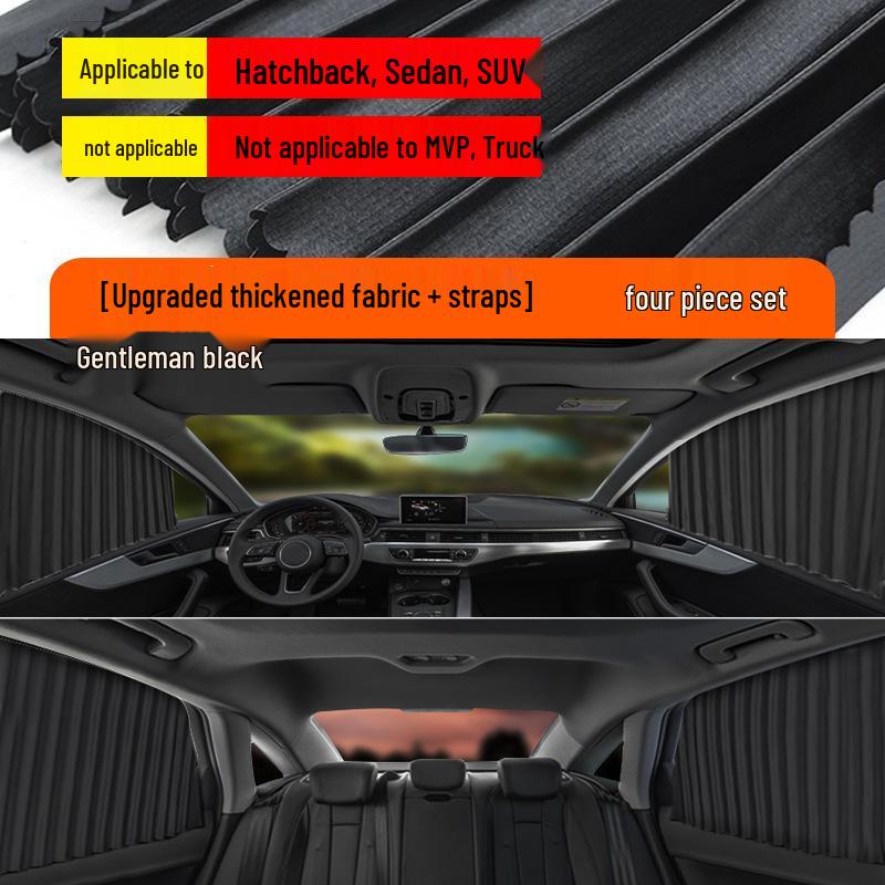 Universal Automatic Retractable Magnetic Car Window Sunshade & Heat Insulation Curtains