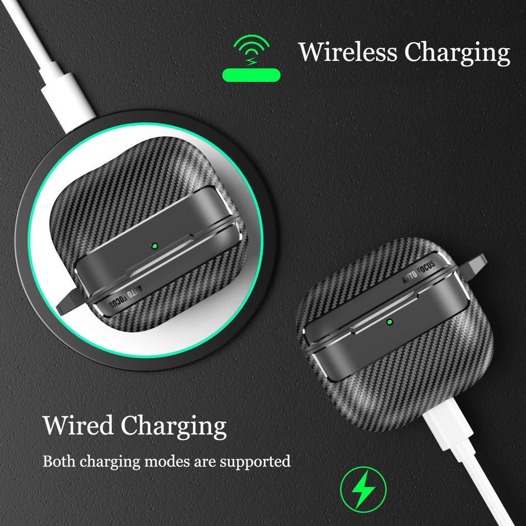 Business Carbon Fiber Pattern Earphone Accessories For Airpods 1 2 3 4 Protective Cover Suitable For Airpods Pro/Pro2/Pro3