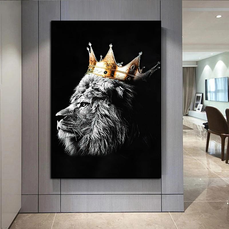 Schwarz-Weiß-Löwe ​​Leinwand Malerei Poster und Drucke Moderne Tier Wand Kunst Bilder für Büro Wohnzimmer Home Decor Cuadros