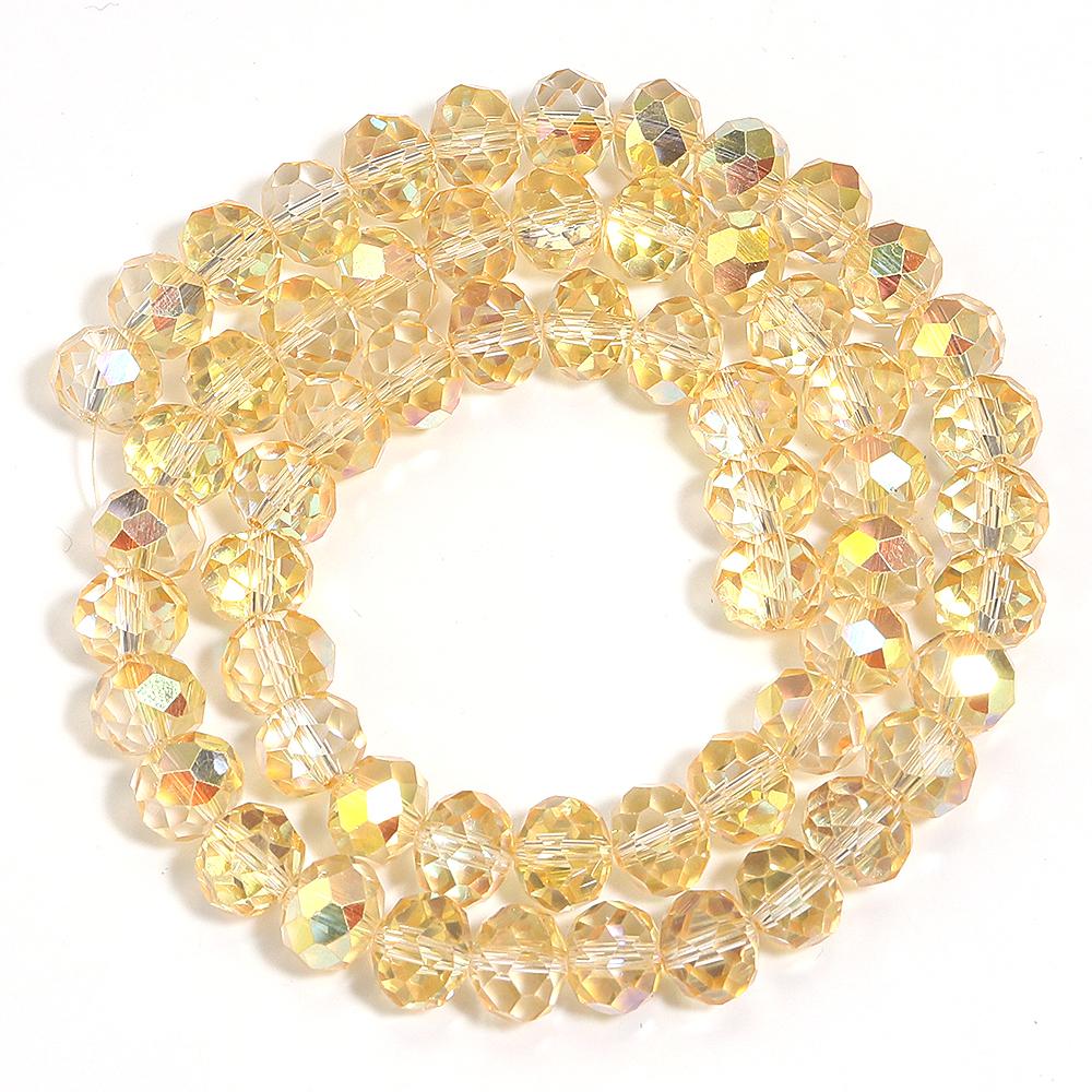 1 Strand 3/4/6/8/10mm Faceted Crystal Beads Brilliant Gold Glass Loose Bead For Jewelry Making DIY Bracelet Necklace Accessories