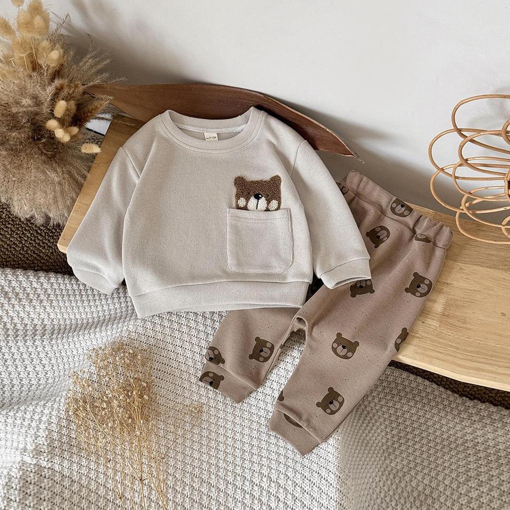 Completo Due Pezzi Orso per Bambini 2025: Felpa con cappuccio a maniche lunghe e pantaloni da jogging per ragazzi e ragazze