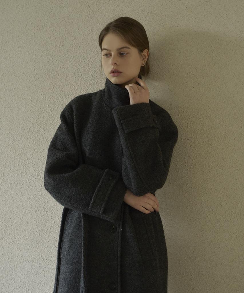 A-Ma Lua Boucle Long Coat_Charcoal