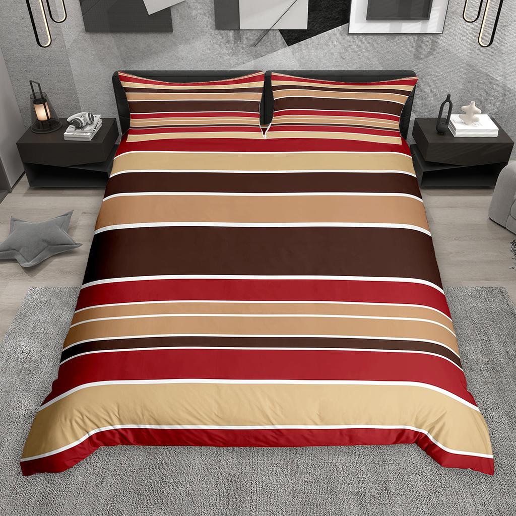Homewish Geometryczna Pasiasta Poszewka na Kołdrę Zestaw 2szt/3szt, Nowoczesny Minimalistyczny Komplet Pościeli