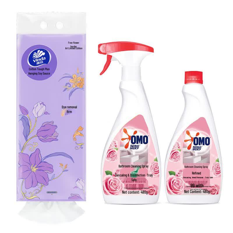 Vinda Hanging Tissues & Sea Salt Rose Bathroom Cleaner Bundle