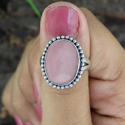 Rosenquarz-Ring, massiver 925er-Sterlingsilber-Ring, Unisex-Ring, Edelstein-Ring, handgefertigter Schmuck, Ring zum Verkauf, Geburtsstein-Ring, Valentinstag-Verkauf