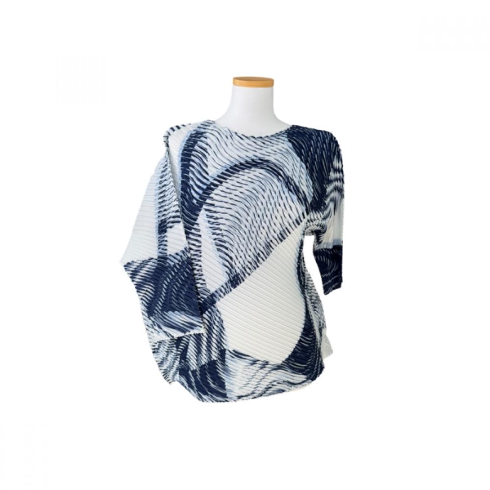 La Vita Junko Diagonal Pleat Print Tee Lrsts032 GR