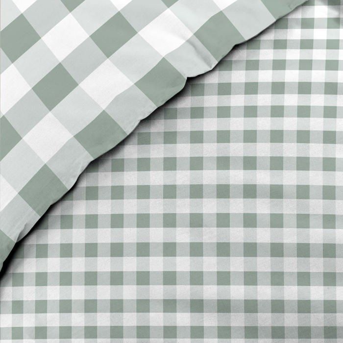 Parure de lit 260 x 240 cm Victoire a carreaux sauge
