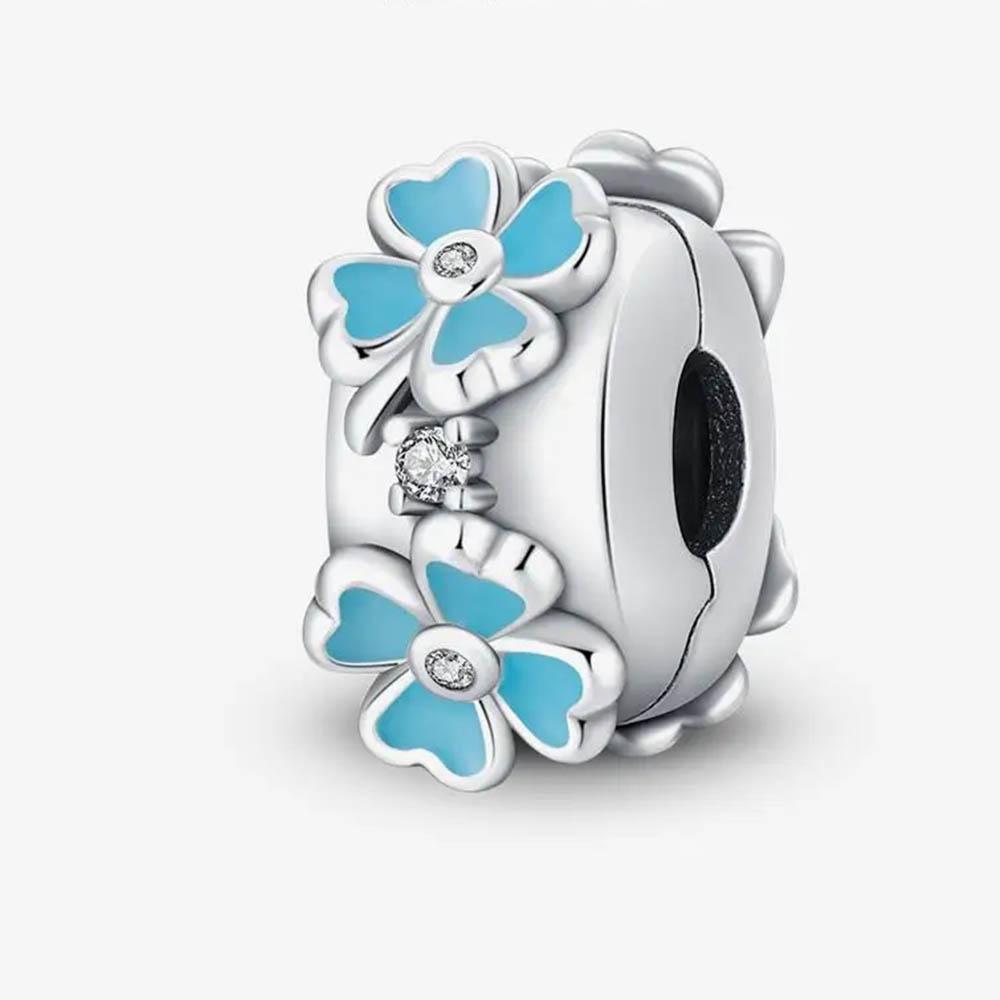 New In Color Zircon Angle Round Clip Bead Fit Pan Original Bracelet Women Copper Safety Chain Jewelry Gift