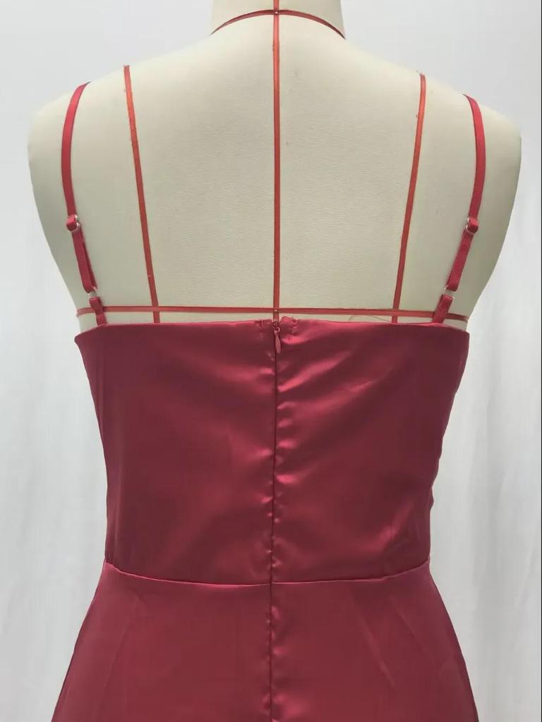 Rochie de primăvară/vară 2025, europeană și americană, sexy, cu decolteu în V, cu bretele