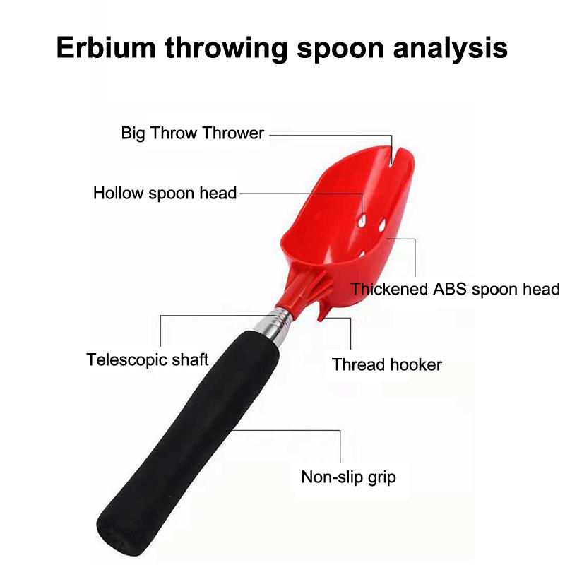 Bait Throwing Spoons Retractable Fish Bait Casting Scoop Lightweight Long Handle Non Slip Fishing Tackle Accessory