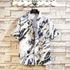 Mens Short Sleeve Loose Floral Print Casual Fashion Shirt Hong Kong Style Daily Top