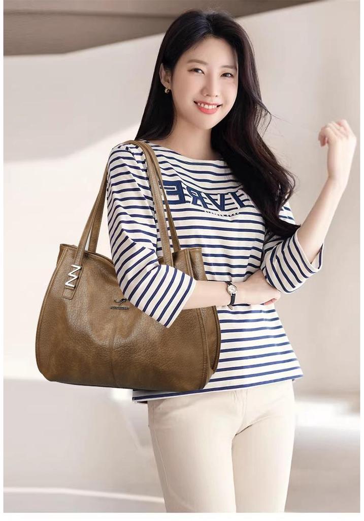 Retro High-Capacity Women's Soft Shoulder Tote Bag
