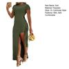 Womens Sexy Maxi Dress Kit Short Sleeve Crew Neck Side Slit Bodycon Dress with Short Summer Wear Suit for Party Daily Clubs