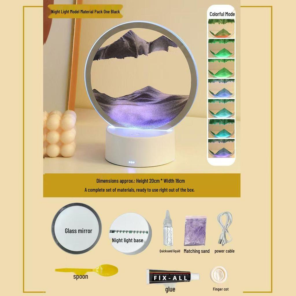 Seven-Color Flowing Sand Night Light DIY Kit: Creative Bedside Decoration Lamp