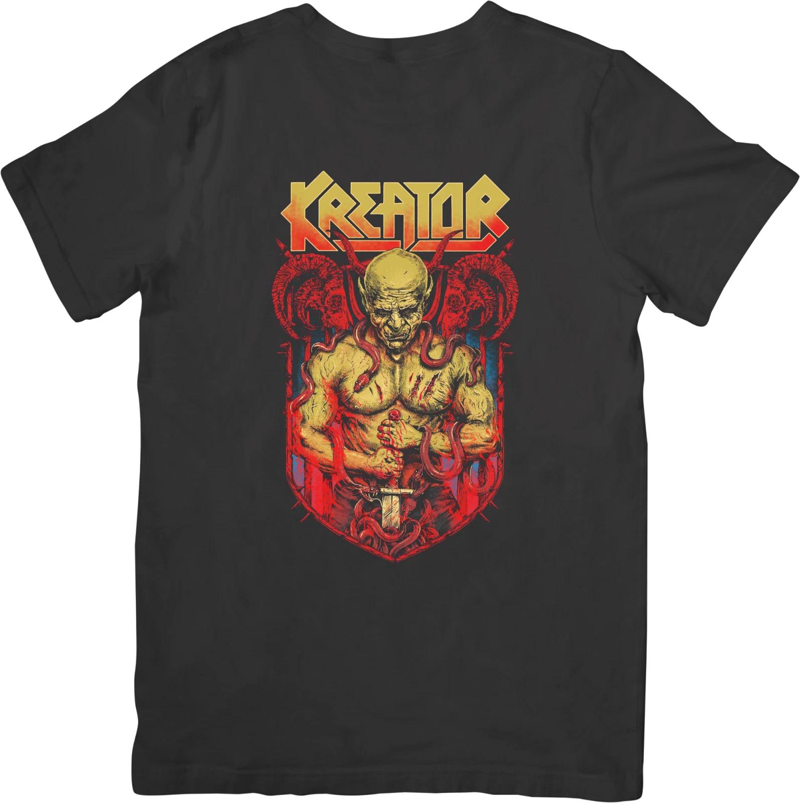 Kreator Music Унисекс Посадка для Мужчин и Женщин Качественная Хлопковая Футболка Черная 3XL