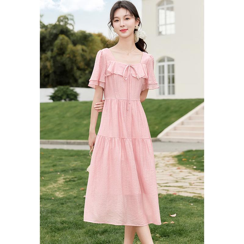 

Летнее миди-платье А-силуэта из тенселя 2025 L