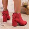 Autumn and Winter New Thick Heel Short Boots Suede Side Zipper Martin Boots Bow Fashion High Heel Women's Boots