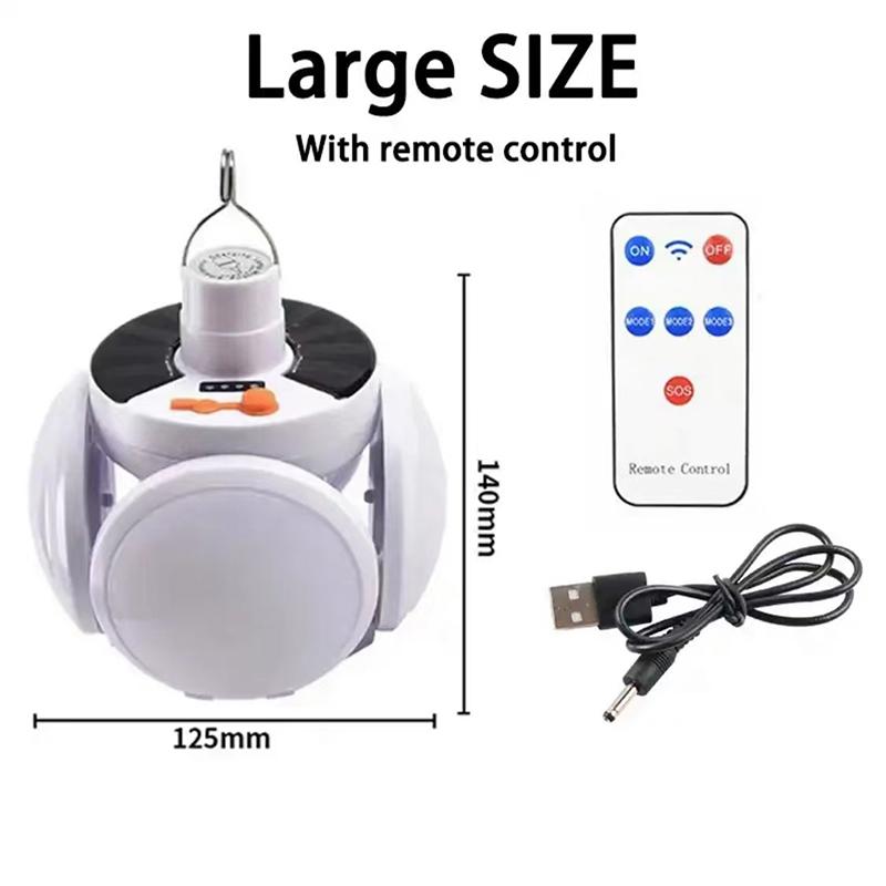 Solar Outdoor Folding Light Portable USB Rechargeable LED Bulb Search Lights Camping Torch Emergency Lamp for Power Outages