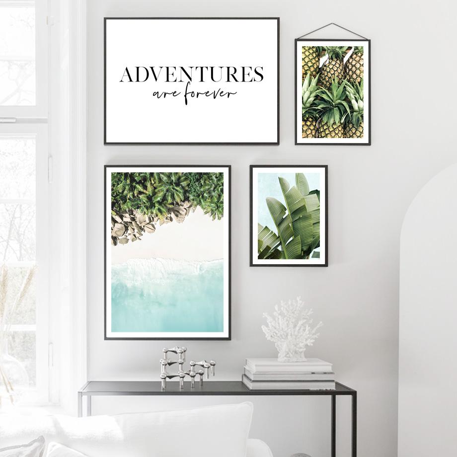 Strand Banane Palm Blatt Hängematte Ananas Karibik Nordic Poster Wand Kunstdruck Leinwand Malerei Dekor Bild Wohnzimmer RoomCuadros