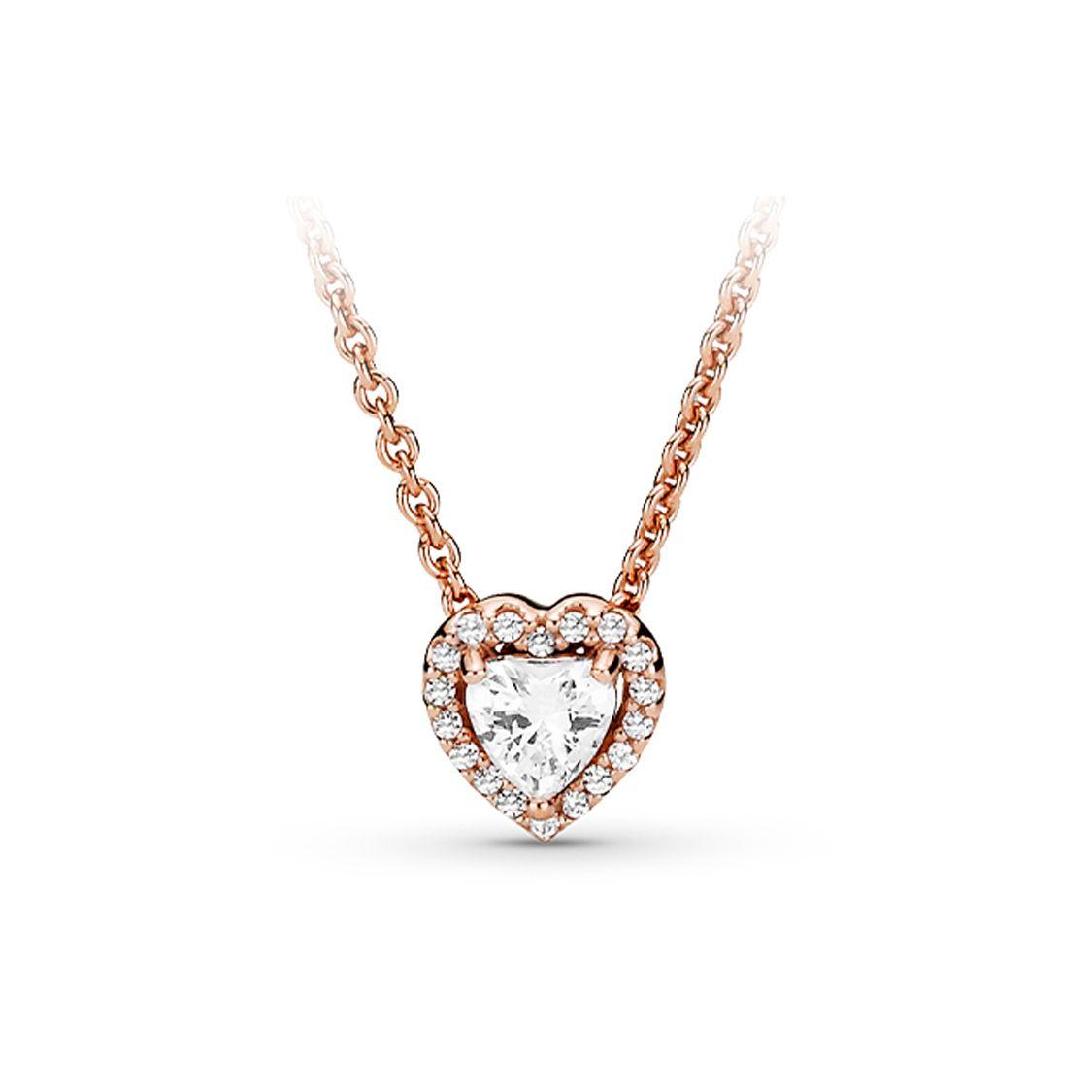 Pandora Rose Gold Shining Heart Pendant Necklace Women necklaces 388425C01 Box,45,Rose Gold