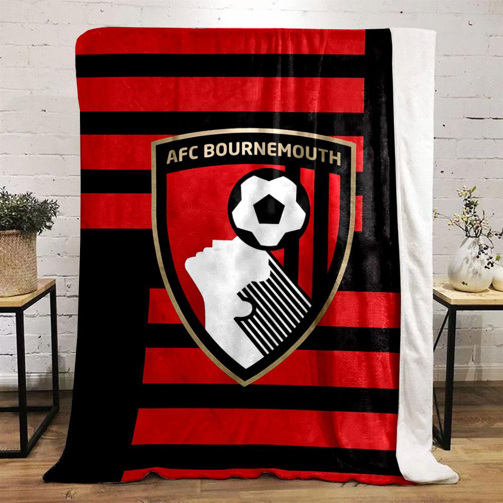 Red and Black Stripes Background with a Shield Featuring a Soccer Emblem. for All Seasons Blanket Lunch Break Throw Gift