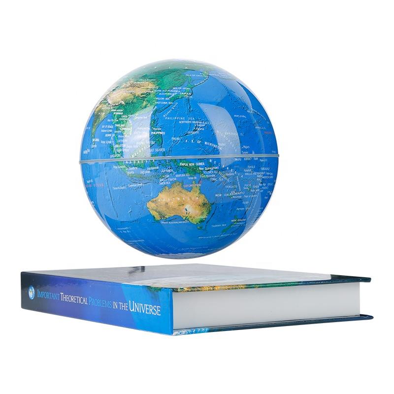 Book Base Teaching Illuminated Tabletop Terrestrial Magnetic Levitation Floating 14cm 6 Inch Educational Rotating World Globe (Blue,Small (4 -7 ))