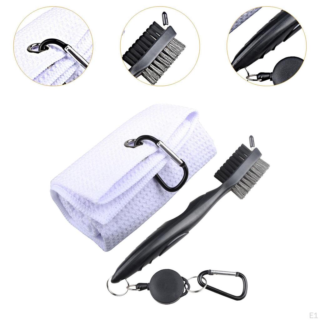 Double Sided Golf Club Brush Towel, Cleaning Tool Microfiber Towel