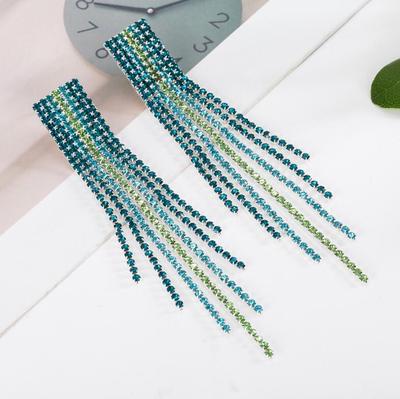Lady's Lady Long Tassels Drop Dangle Stud Earrings Statement Eardrop