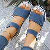 Cross Border Summer Velcro New Foreign Trade Large Size Platform Roman Beach One Line Sandals Women