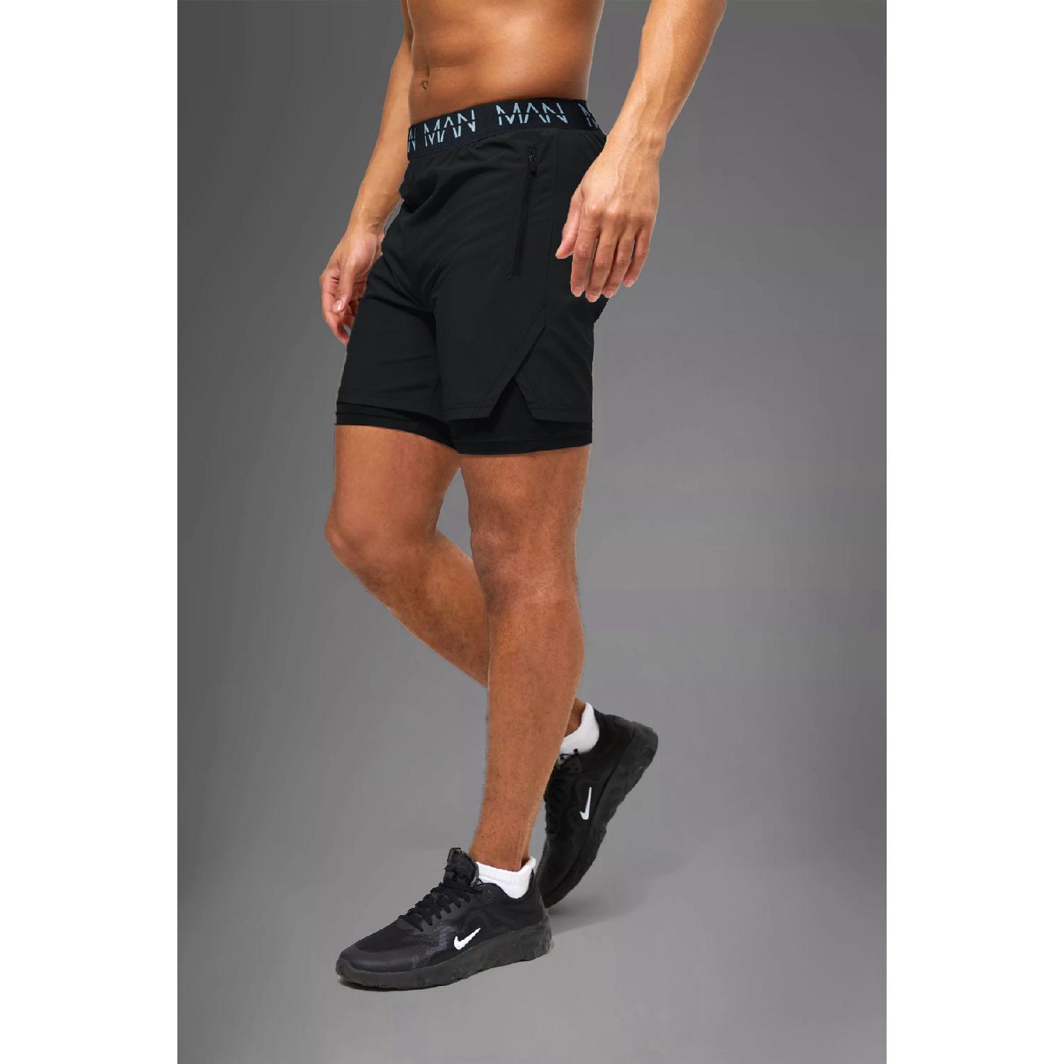 

Black Unisex Gym And Fitness Fitness Fitness Lined Tights Short S чорний