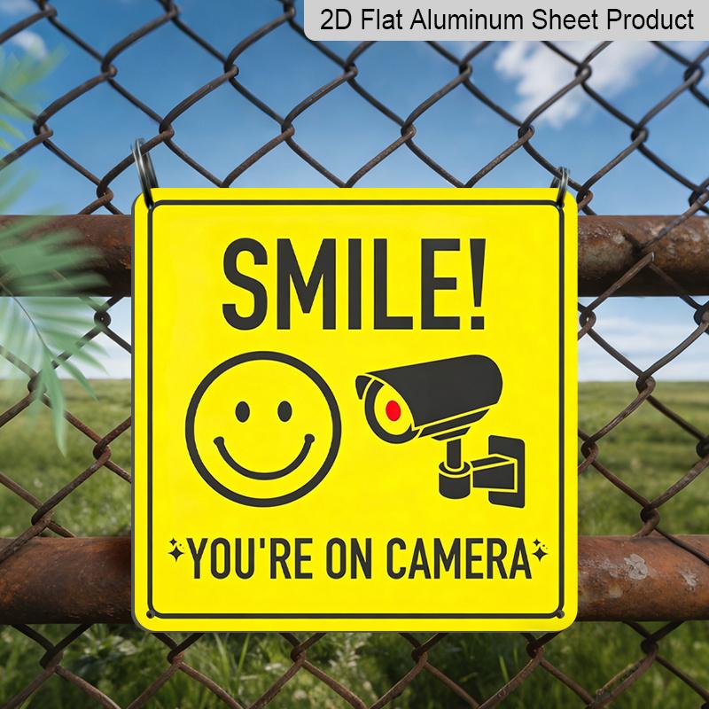 

2D Flat - 1pc Metal Plaque with Security Camera Image, Vibrant Yellow and Black Design for Indoor/Outdoor Use in Homes, Businesses, and Parking Lot 20*20cm
