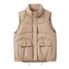 Autumn/Winter 2024 Stand-up Collar Thick Cotton Vest - Sleeveless, Loose Fit, Versatile Style Jacket