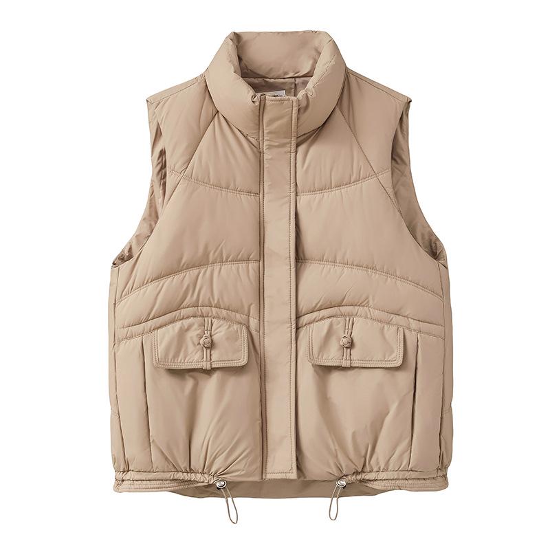 Autumn/Winter 2024 Stand-up Collar Thick Cotton Vest - Sleeveless, Loose Fit, Versatile Style Jacket