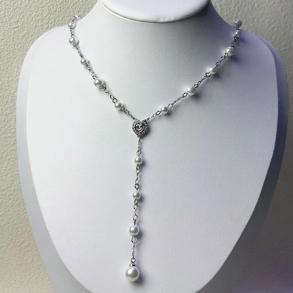 Heart Necklace Women's High Jewelry Set Luxury Pearl Necklace Earrings Ring Bracelet Suitable for Wedding Gifts