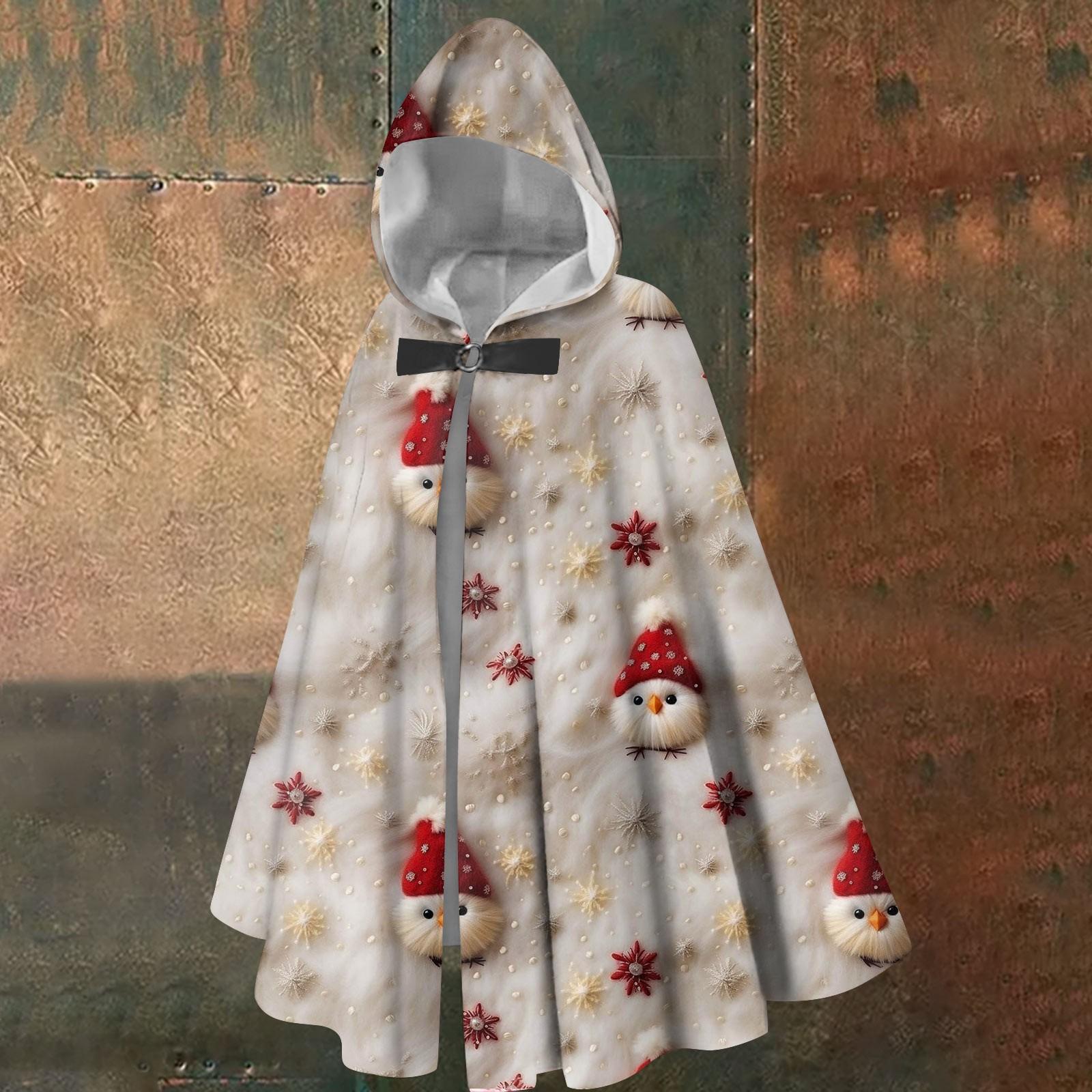 

Різдвяний принт - унісекс ретро вертикальна накидка довга накидка з капюшоном One Size хакі