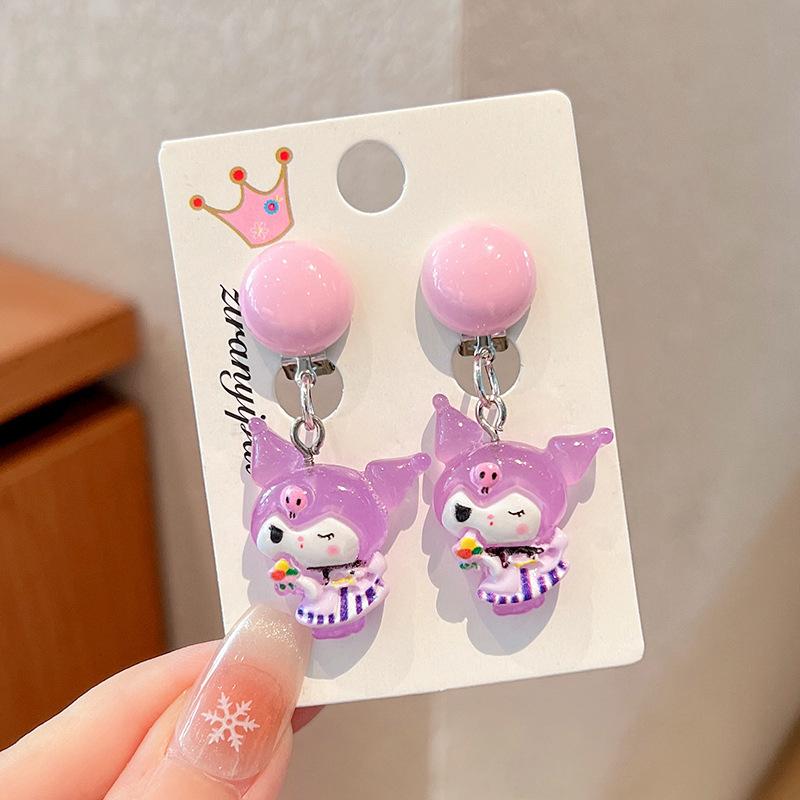Children'S Ear-Free Ear Clips, Cute Girls' Pain-Free Earrings, Earrings, Cartoon Cartoon Girl Earrings, Jewelry.